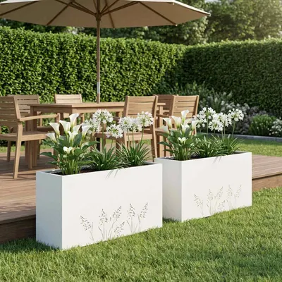 vidaXL Vază pentru Grădină 2 buc. Alb 100 x 30 x 49 cm