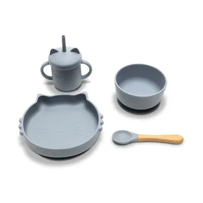 Set de hranire din silicon natural, Lorelli, 4 piese, 6 luni+, Grey