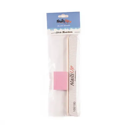 Set Manichiură NAILSUP cu Pilă 100/180, Buffer și Bețișor pentru Cuticule
