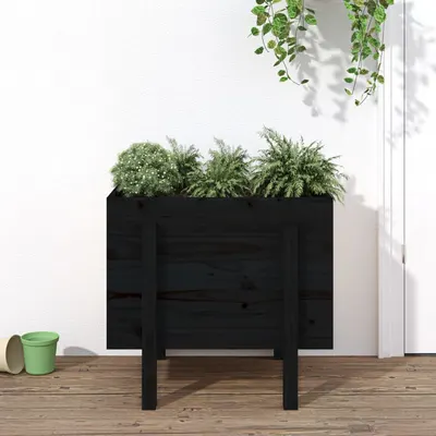 Gossi jardiniera de gradina, negru, 62x50x57 cm, lemn masiv pin