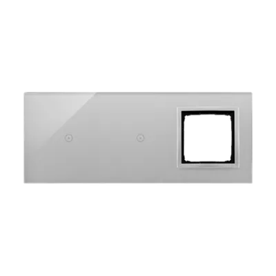 Panou Touch 3 module, module 1 si 2: comenzi touch, modul 3: 1 spatiu pentru modul argintiu Simon 54, sticla argintie