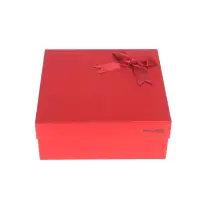 Cutie cadou rosie cu funda 22 cm