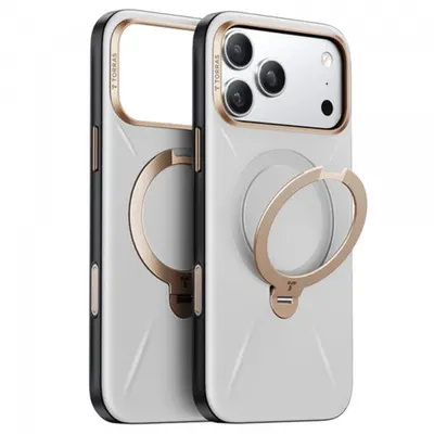 Husa MagSafe pentru Apple iPhone 17 Pro, Torras, QPRO Leather, Gri