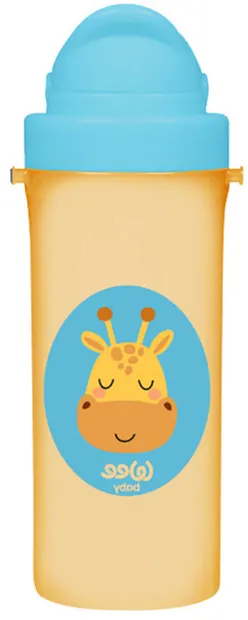 Pahar cu pai Wee Baby - Friends, 300 ml, girafă, portocaliu