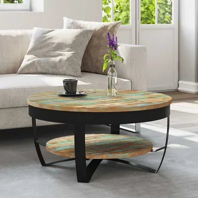 vidaXL Măsuță de cafea, 65 x 32 cm, lemn masiv reciclat