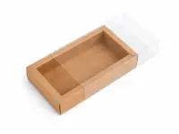 Cutie din hârtie cu fereastră transparentă - kraft (set 50 buc) - 16x9x3cm