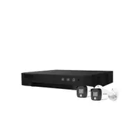 Sistem supraveghere exterior basic HikVision, 2 camere, 5 MP, IR 25 m, lumina alba 20 m, 2.8 mm, microfon