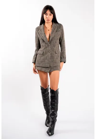 Sacou din tweed cappuccino