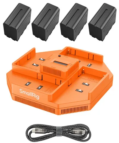 Încărcător SmallRig - NP-F 4-Channel Battery Kit, 4x NP-F970, portocaliu