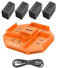 Încărcător SmallRig - NP-F 4-Channel Battery Kit, 4x NP-F970, portocaliu