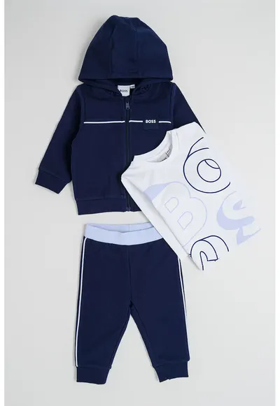 Set de trening cu model si bluza - 3 Piese - Alb/Albastru ultramarin