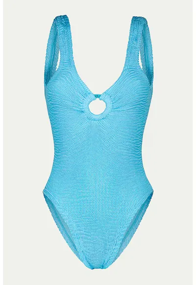 Costum de baie intreg cu decupaj pe partea din fata - Turcoaz