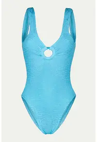 Costum de baie intreg cu decupaj pe partea din fata - Turcoaz