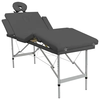 vidaXL Masă de masaj cu 4 zone, cadru aluminiu, antracit, 186 x 68 cm