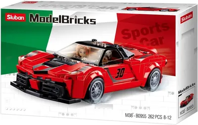 Constructor Sluban Model Bricks - Supermașină italiană roșie, 262 piese