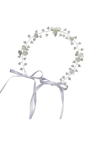 Accesoriu de par - argintiu - cu flori si perlute - Charissa C28
