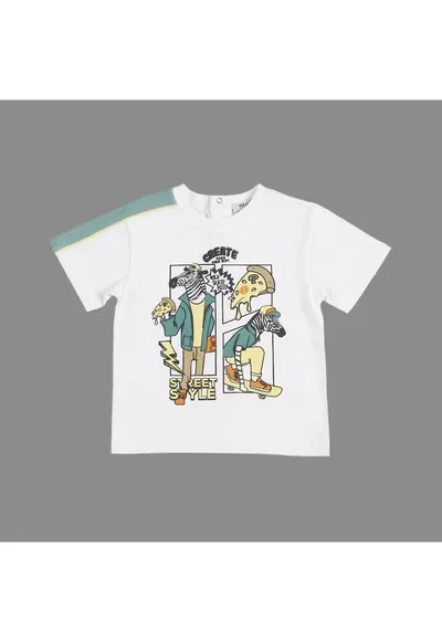 Tricou cu imprimeu zebra - Super Skater - Alb - pentru baietei - Alb