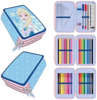 Penar echipat Cerda Frozen - Elsa, 3 compartimente cu fermoar