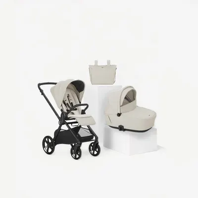 Carucior 2 in 1, Jane, Muum 5, Premium, Cadru din aluminiu, Cu landou, Reversibil, Pana la 22 kg, Conform cu EN 1888-2:2018+A1:2023, Sand II