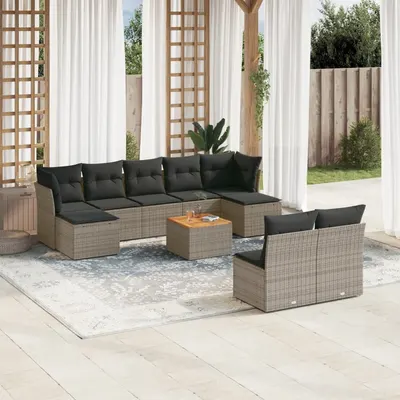 Gossi set mobilier de gradina cu perne, 10 piese, gri, poliratan