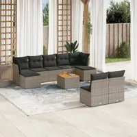 Gossi set mobilier de gradina cu perne, 10 piese, gri, poliratan