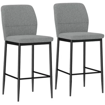 HOMCOM Set de 2 Scaune de Bar cu Spătar, 41x52x97 cm, Gri | Aosom Romania