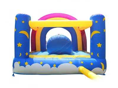 Saltea gonflabila Fantasy Unicorn cu tobogan, loc pentru sarituri si 6 paduri cu lumini si sunete