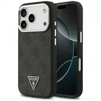 Husa MagSafe pentru Apple iPhone 17 Pro, Guess, 4G Triangle Logo, Neagra Argintie