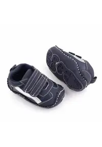 Pantofi sport Model AL 19655 cu dunga argintie - Pentru bebelusi - Textil - Baieti - 3-6 luni - Bleumarin -