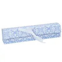 Cutie rigletă cu panglică albă - albastru (set 10 buc) - 19x4x3.8cm - Default Title