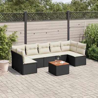 Gossi set mobilier de gradina cu perne, 8 piese, negru, poliratan