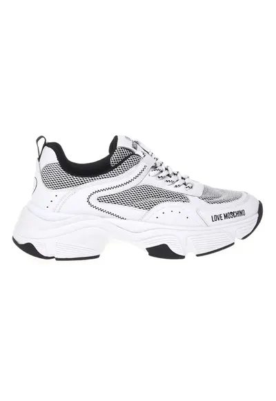 Pantofi sport din textil si piele naturala - Alb