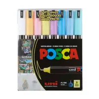 Set 8 markere cu vopsea Posca PC-1MR varf metalic fin 0.7mm, culori pastel