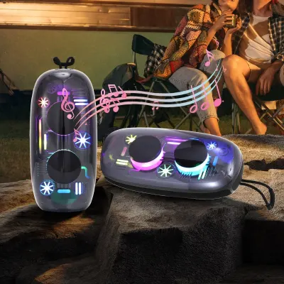 Boxa Portabila Bluetooth, Design Transparent cu Lumini RGB si Sunet Puternic