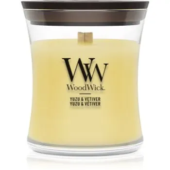 Woodwick Yuzu & Vetiver lumânare parfumată cu fitil din lemn