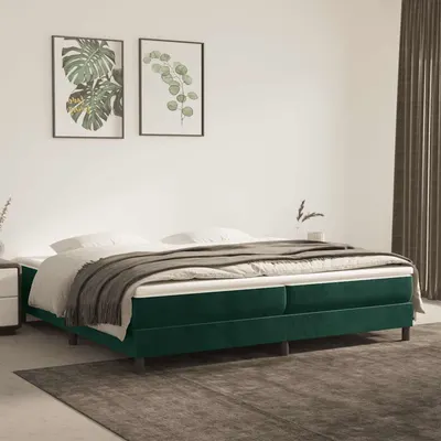 vidaXL Pat box spring cu saltea, verde închis, 200x200 cm, catifea
