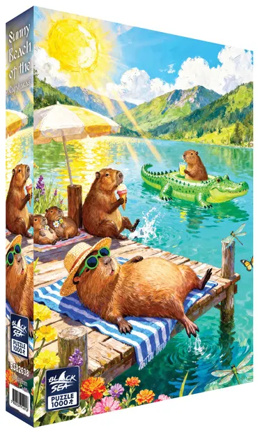 Puzzle Black Sea de 1000 piese - Plaja însorită a capibarelor