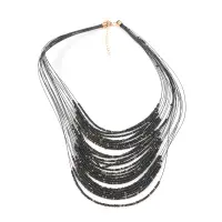 Colier statement negru cu margele multiple