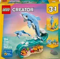 Constructor LEGO Creator 3 în 1 - Animale marine: delfini frumoși (31385)