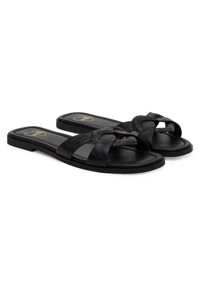 Slapi dama - piele negru - Negru