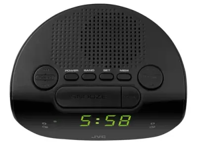 Radio cu ceas JVC RA-E111B, tuner digital FM/AM, alarma duala, Sleep, Snooze (Negru)