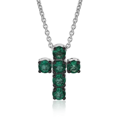Lant cu pandantiv din aur alb cu smaralde de 0.52ct