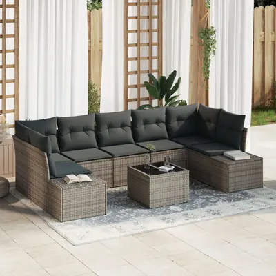 Gossi set de canapea de gradina cu perne gri din ratan