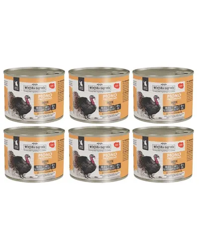 WIEJSKA ZAGRODA Hrană umedă monoproteică cu curcan pentru pisici 6x200 g
