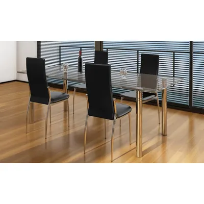 Gossi scaune de sufragerie, 4 buc., negru, piele ecologica