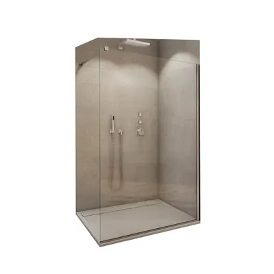 Paravan dus cu sticla securizata, crom, 100x200 cm, Easy Sanswiss