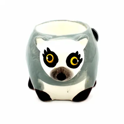 Suport ou din ceramică lemur gri