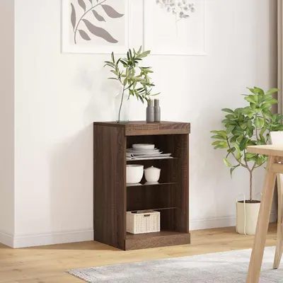 vidaXL Servantă cu lumini LED, stejar maro, 41x37x67 cm