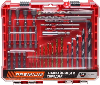 Set de biți și burghie Premium - 43251, 50 bucăți