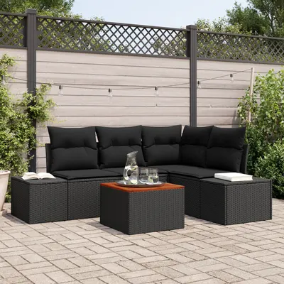 Gossi set de canapea de gradina 5 piese cu perne poliratan negru acacia